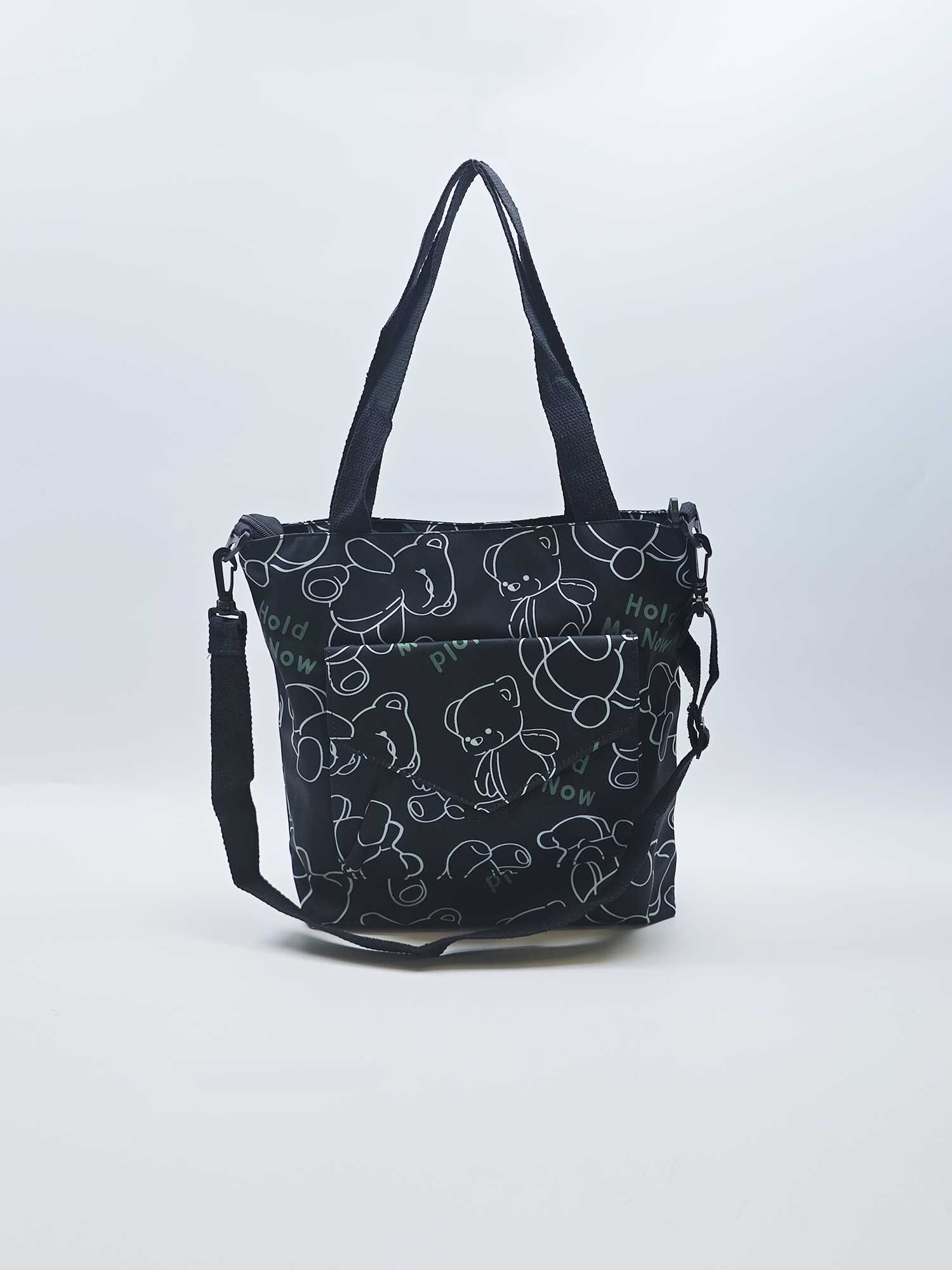 Fashion black white canvas printed tote bag