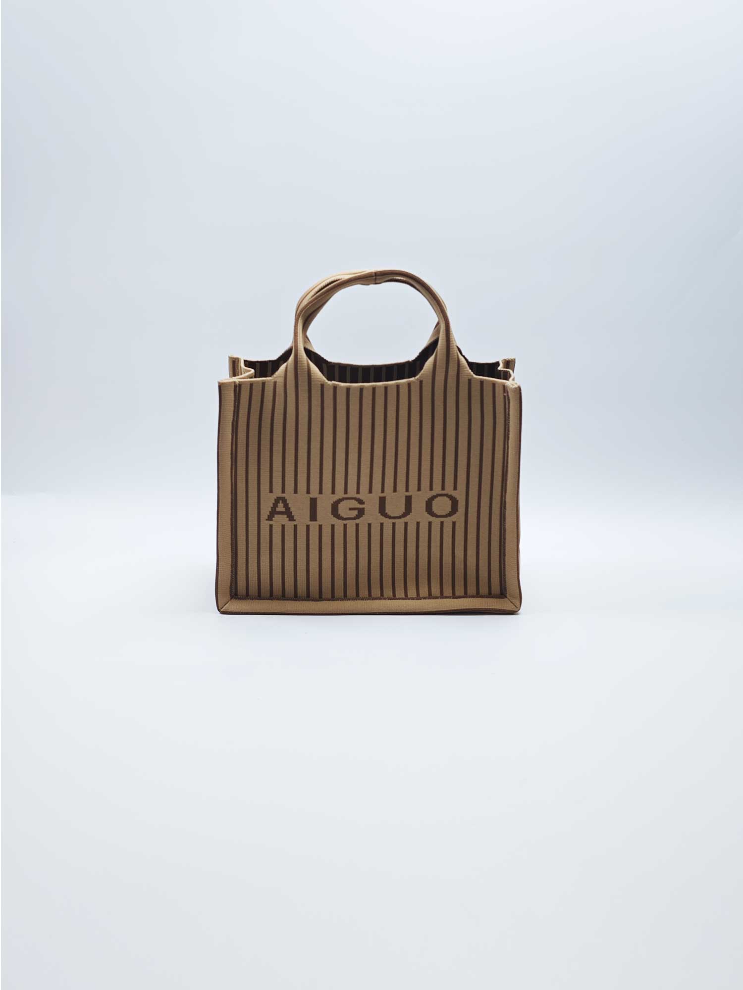 Retro geometric stripe tote bag