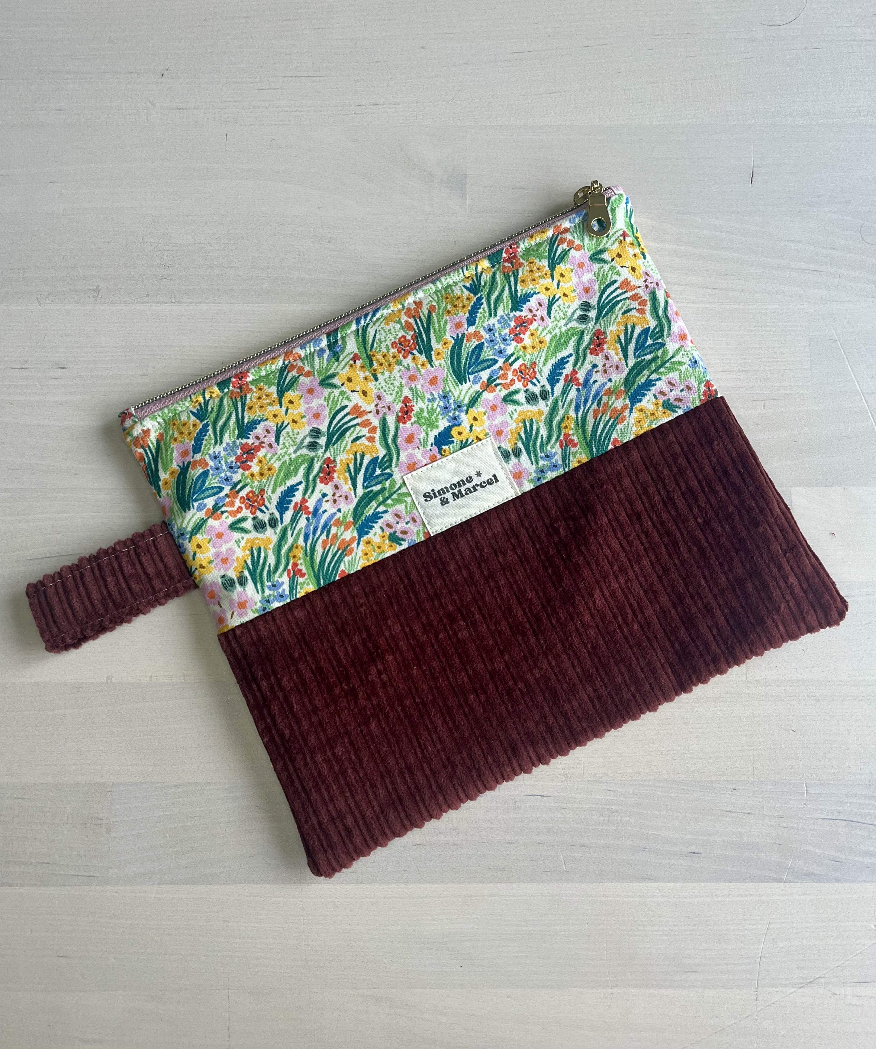 Pochette Porto Vecchio velours & fleurs