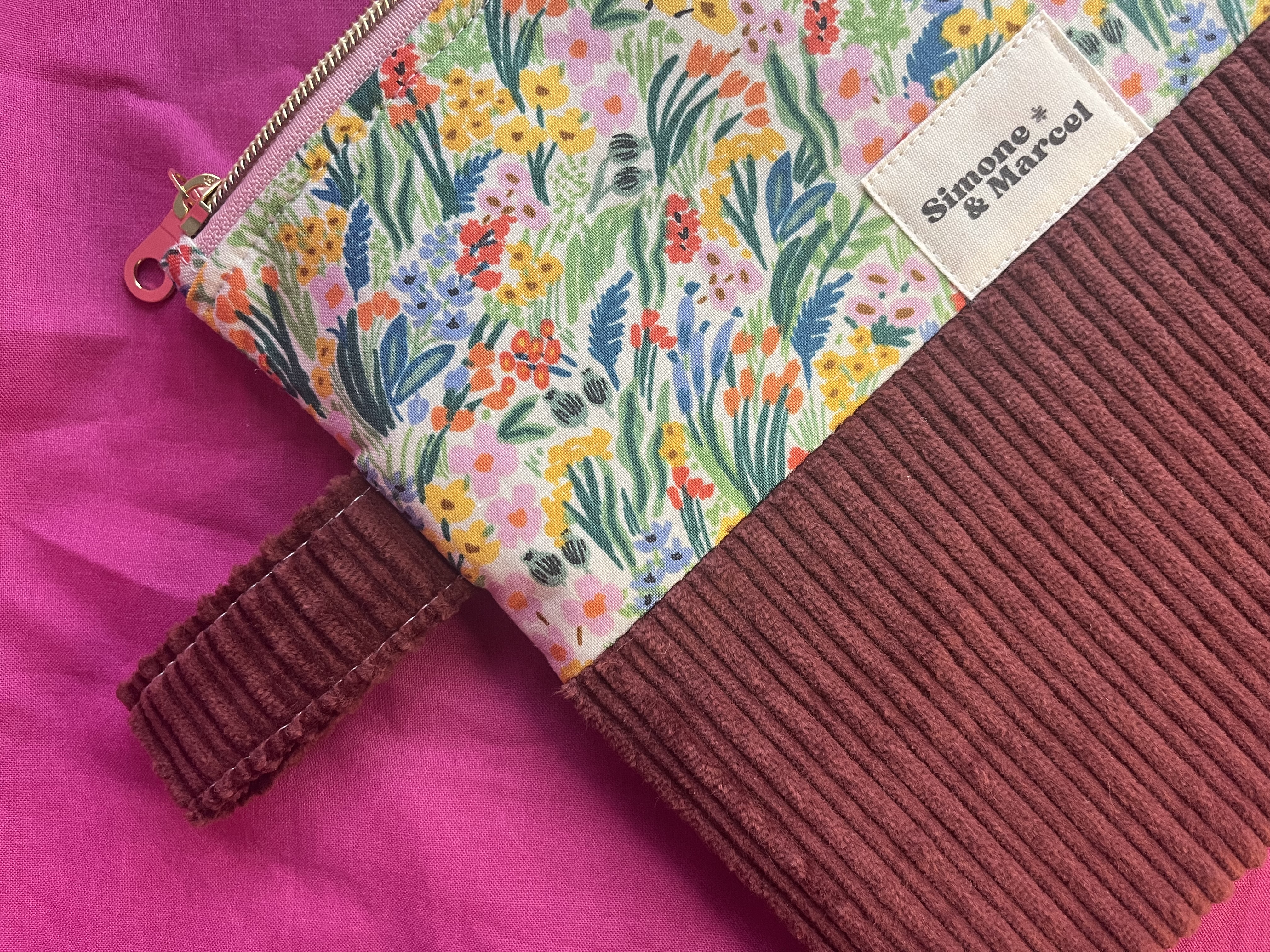Pochette Porto Vecchio velours & fleurs