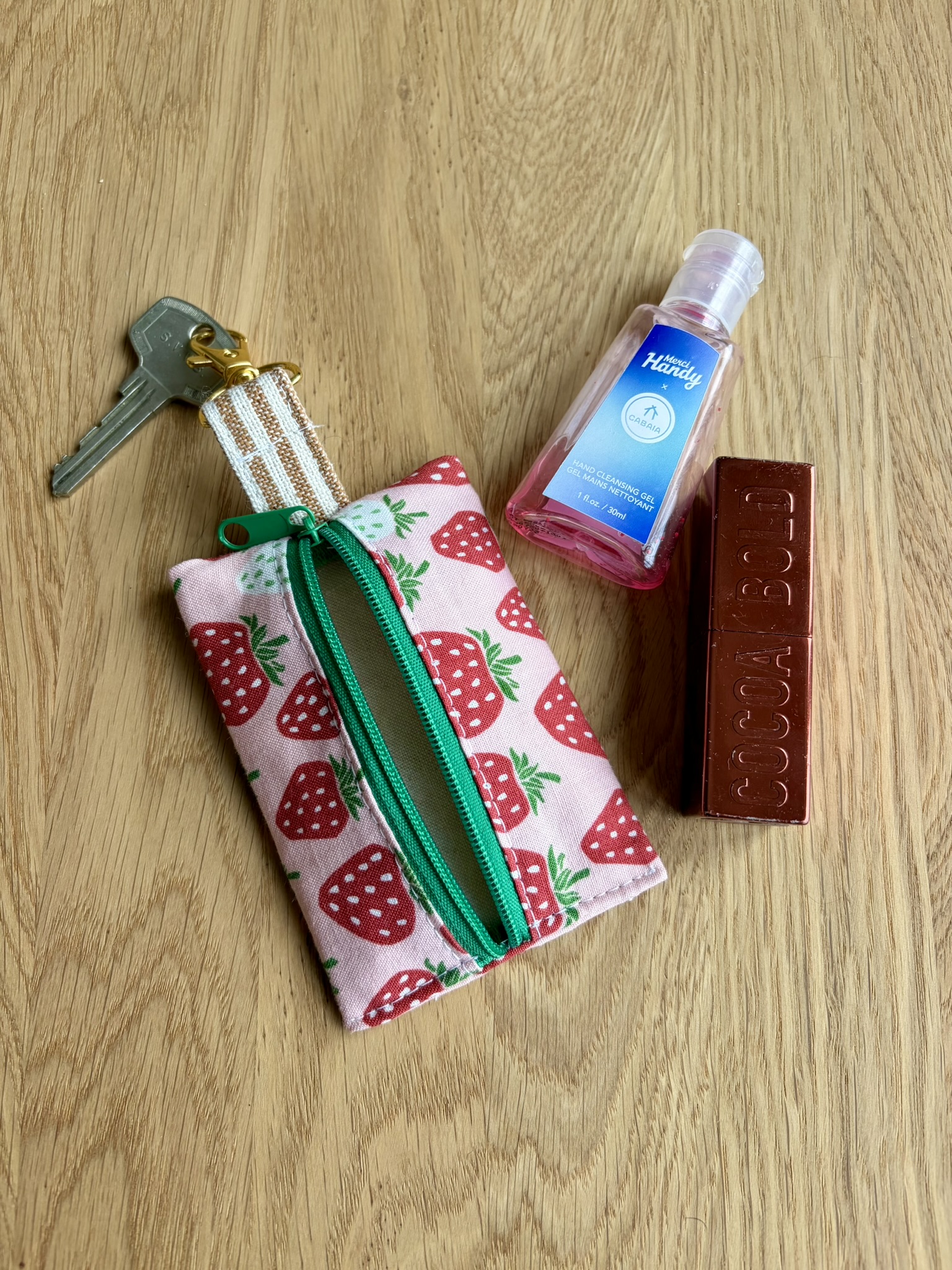 Porte-clé pochette - Fraises