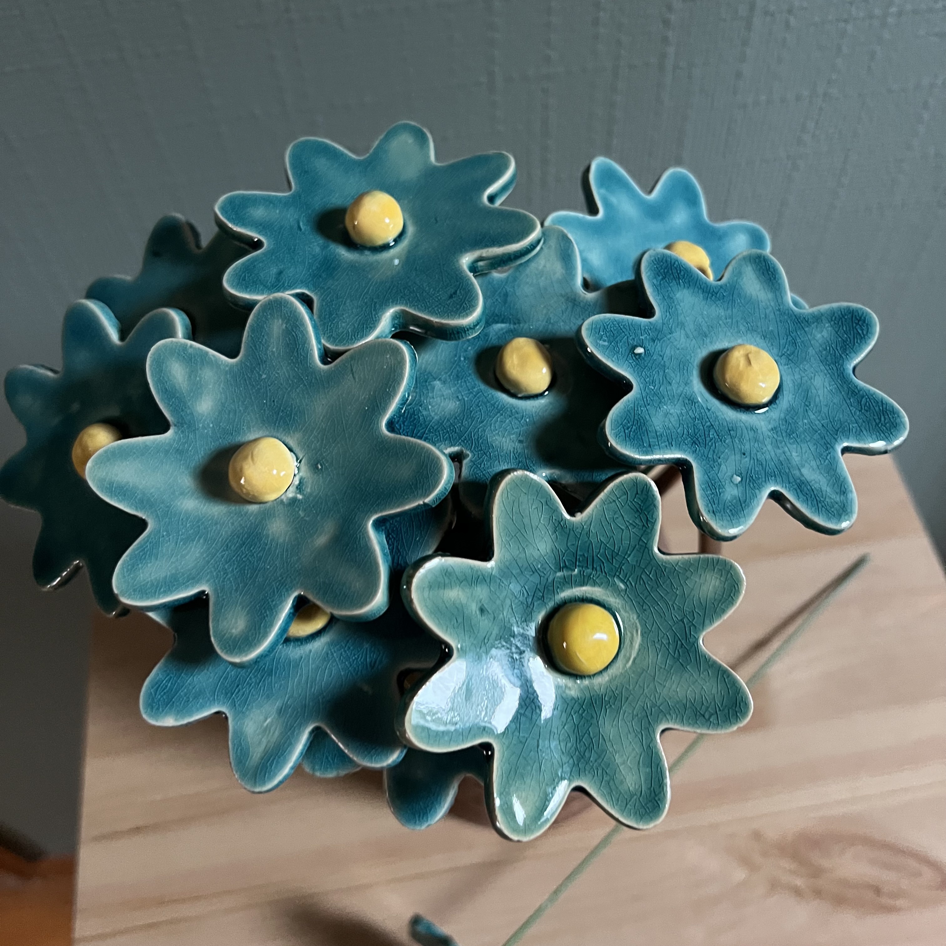 Fleurs en céramique TURQUOISE