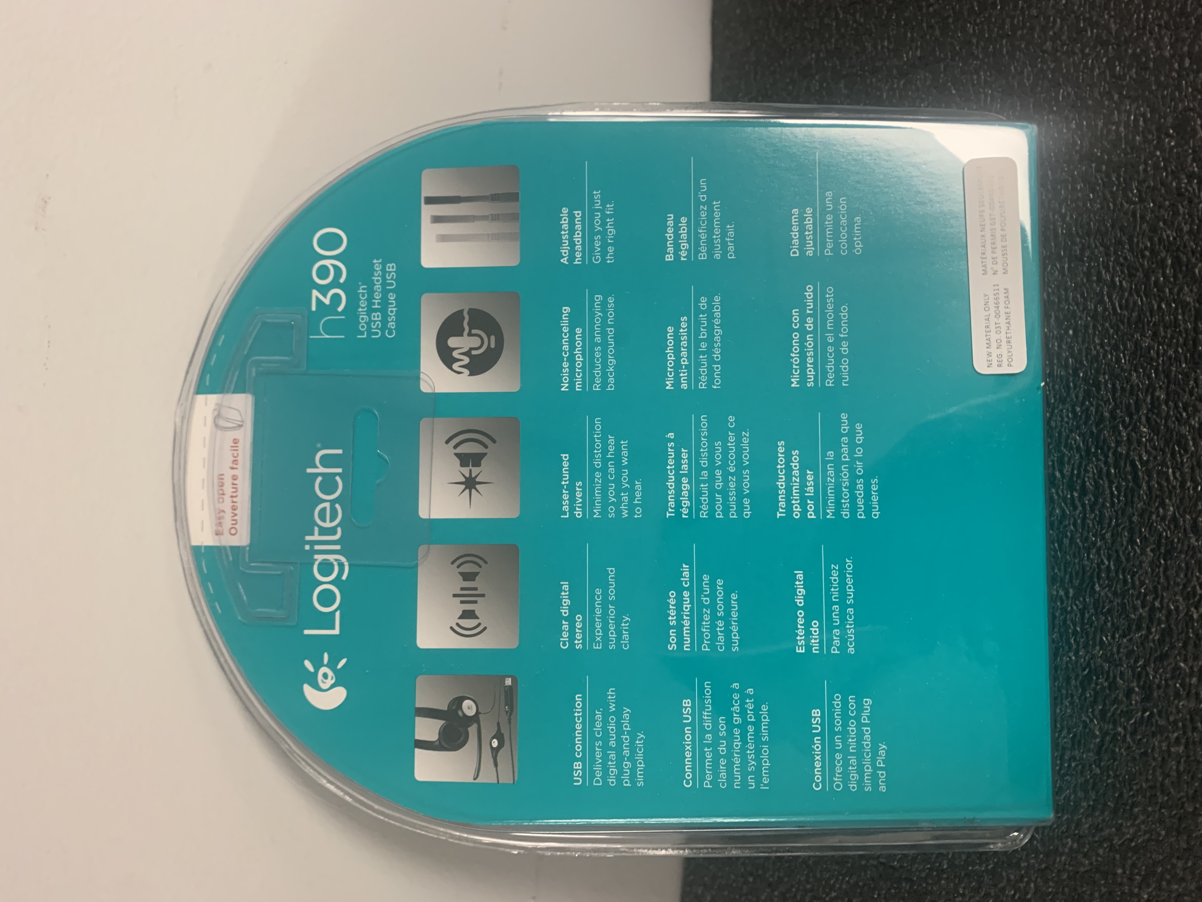 Logitech Headset H390 Wired Headset with Mic for PC/Laptop, Stereo Headphones with Noise Cancelling Microphone, USB, in-Line Controls