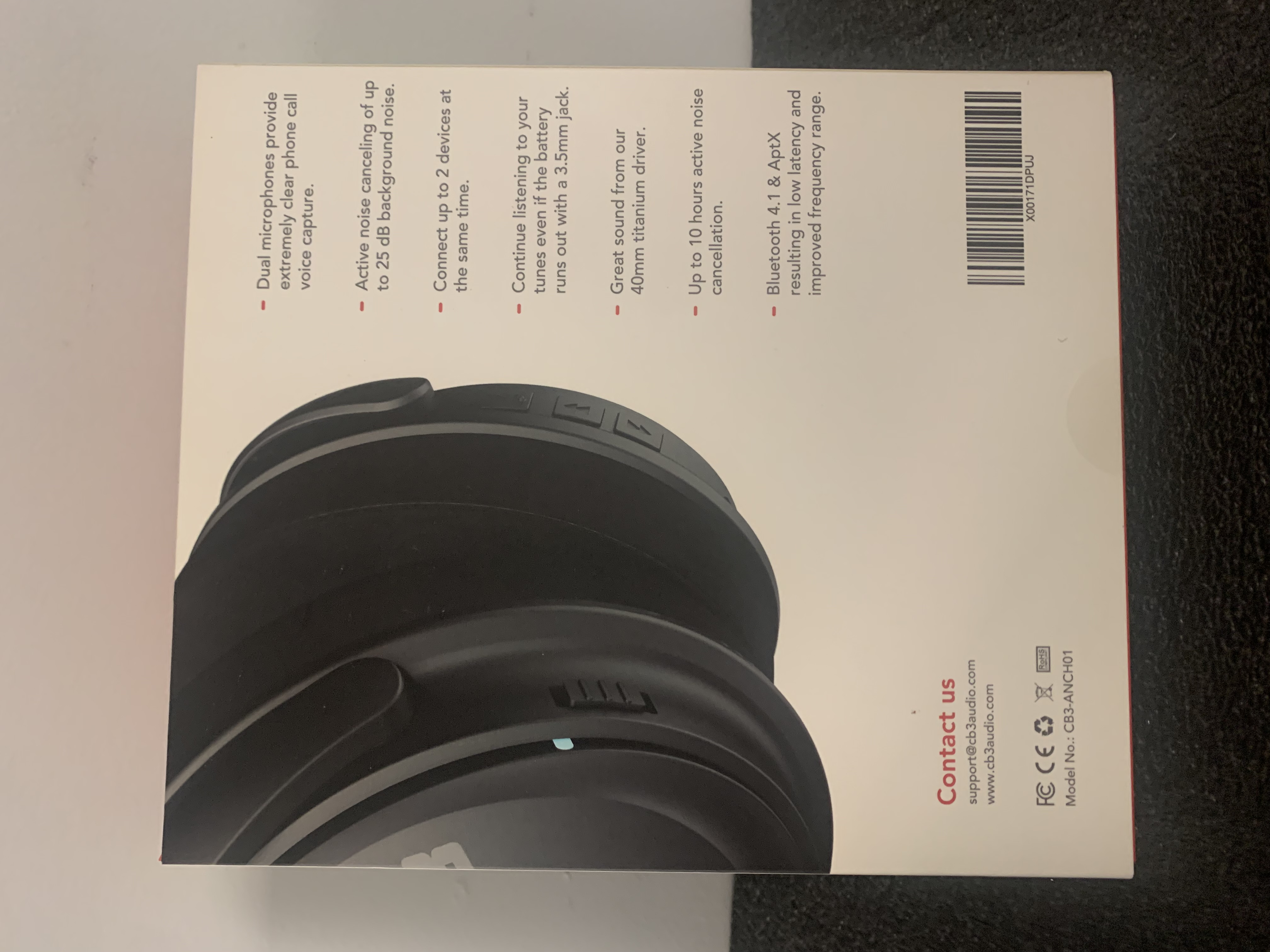 Audio Hush Wireless Noise Canceling Headphones CB3-ANCH01