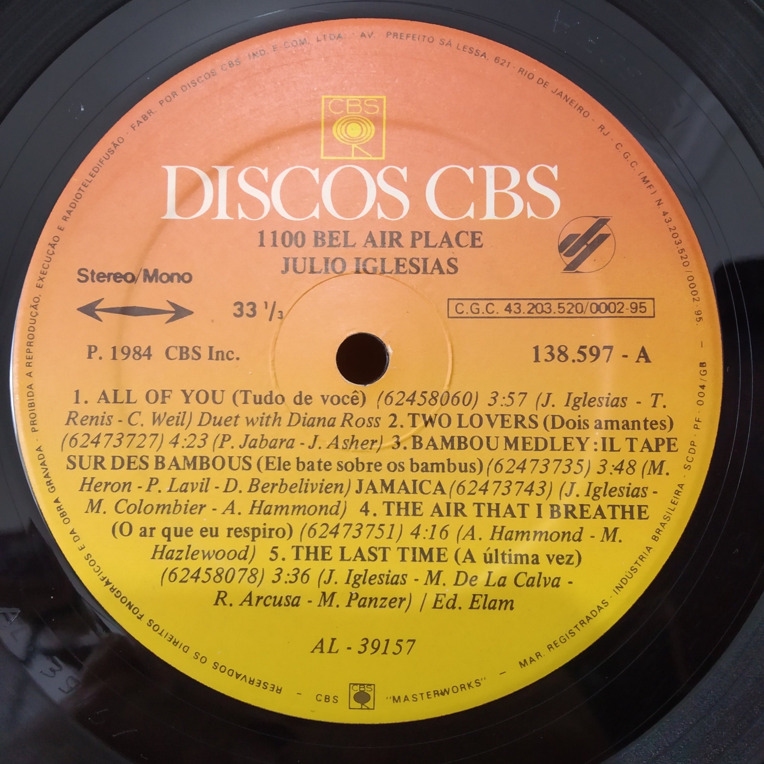 LP Vinil Julio Iglesias - 1100 Bel Air Place