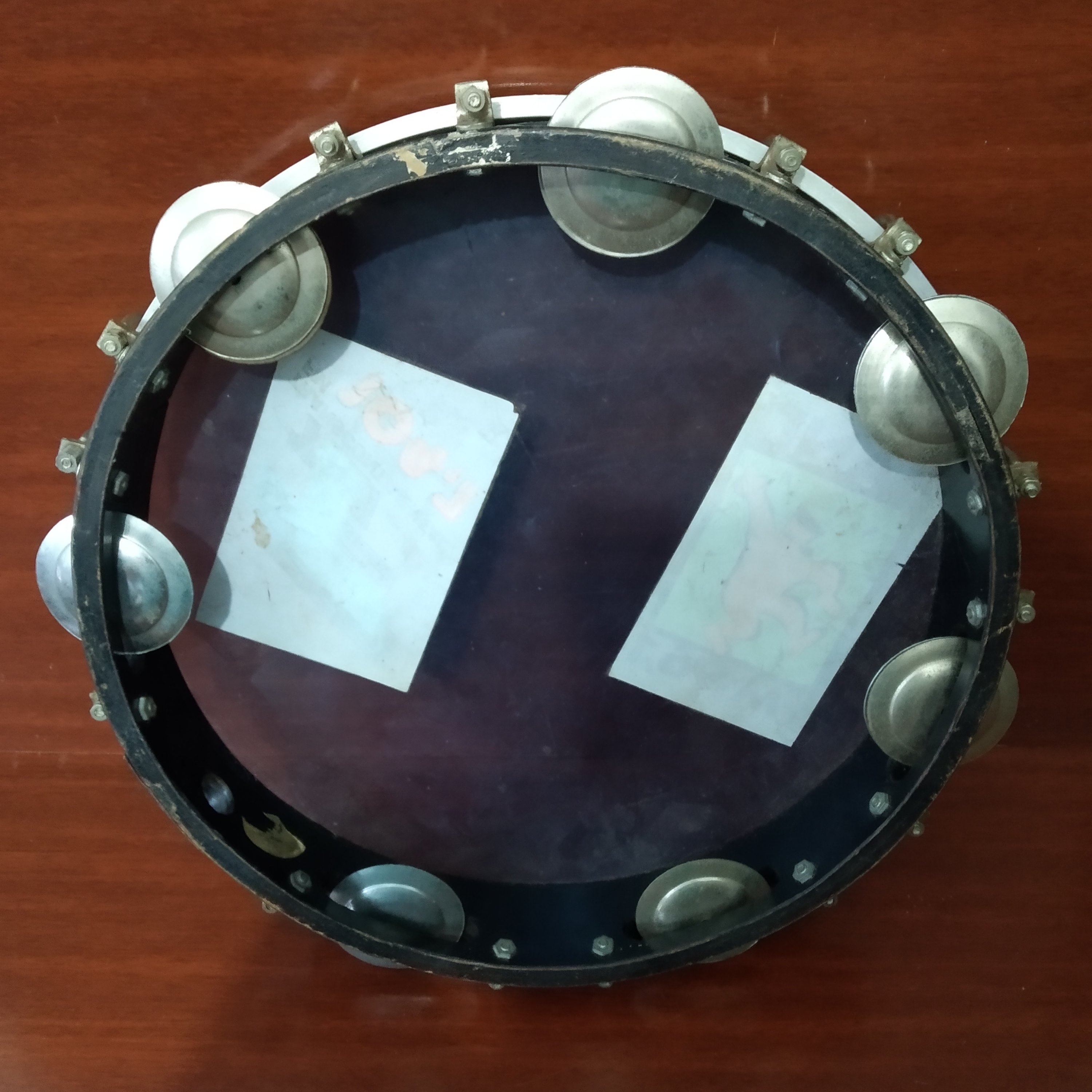 Pandeiro antigo de madeira 12 plegadas