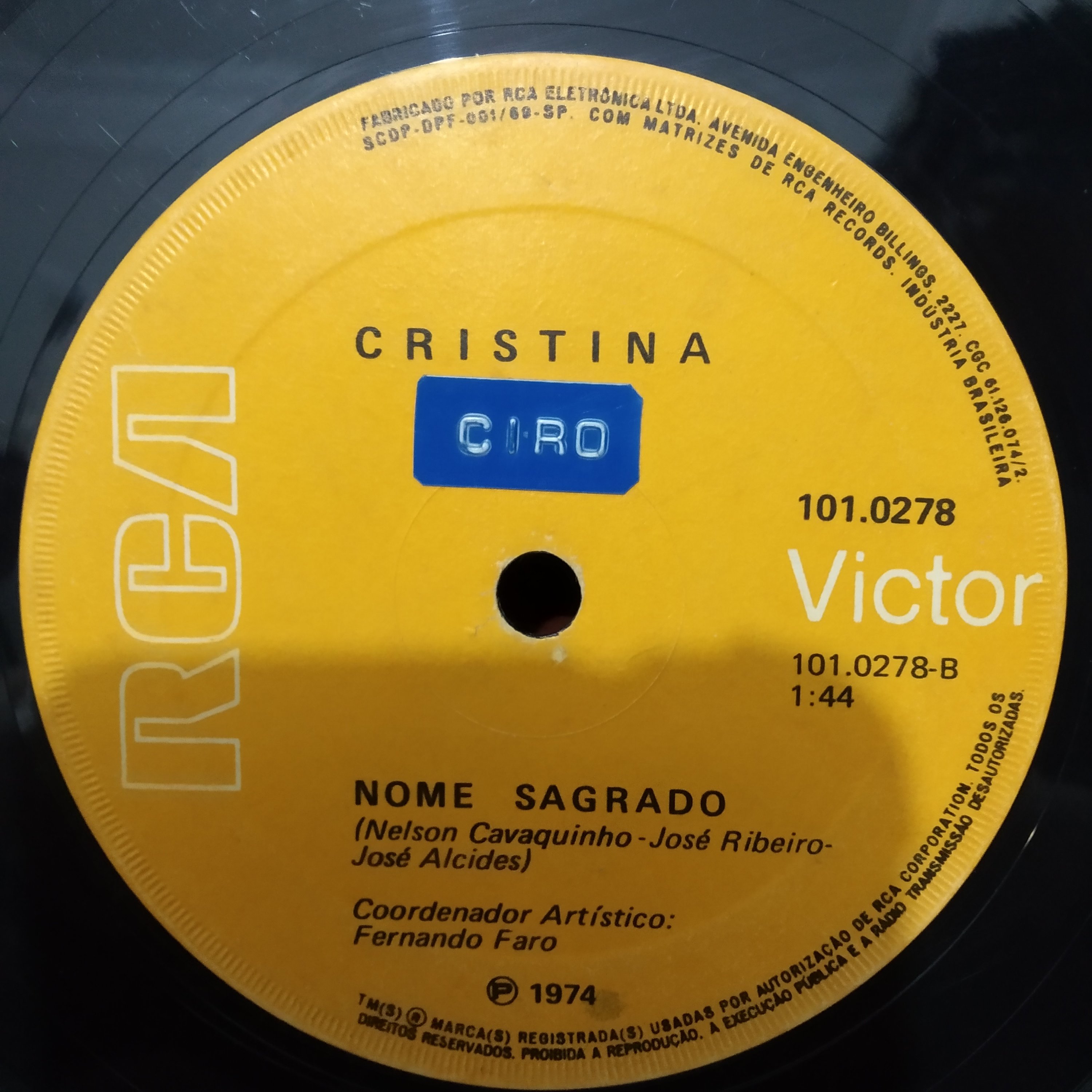 Disco Compacto de vinil 'Quantas Lágrimas' - Cristina