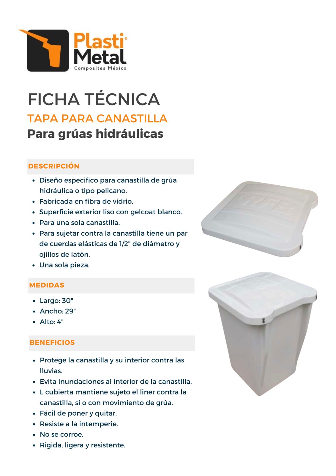 TAPA PARA CANASTILLA