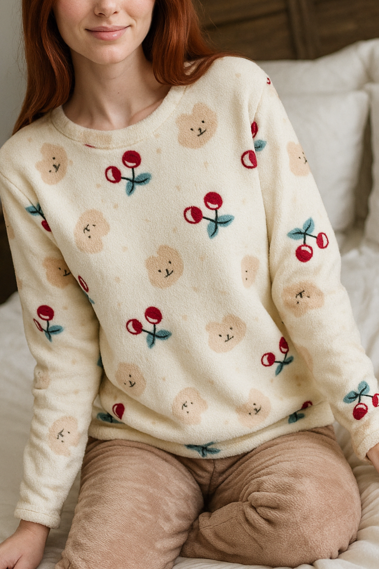 Cozy Cherry's Printed Fleece Sweatshirt