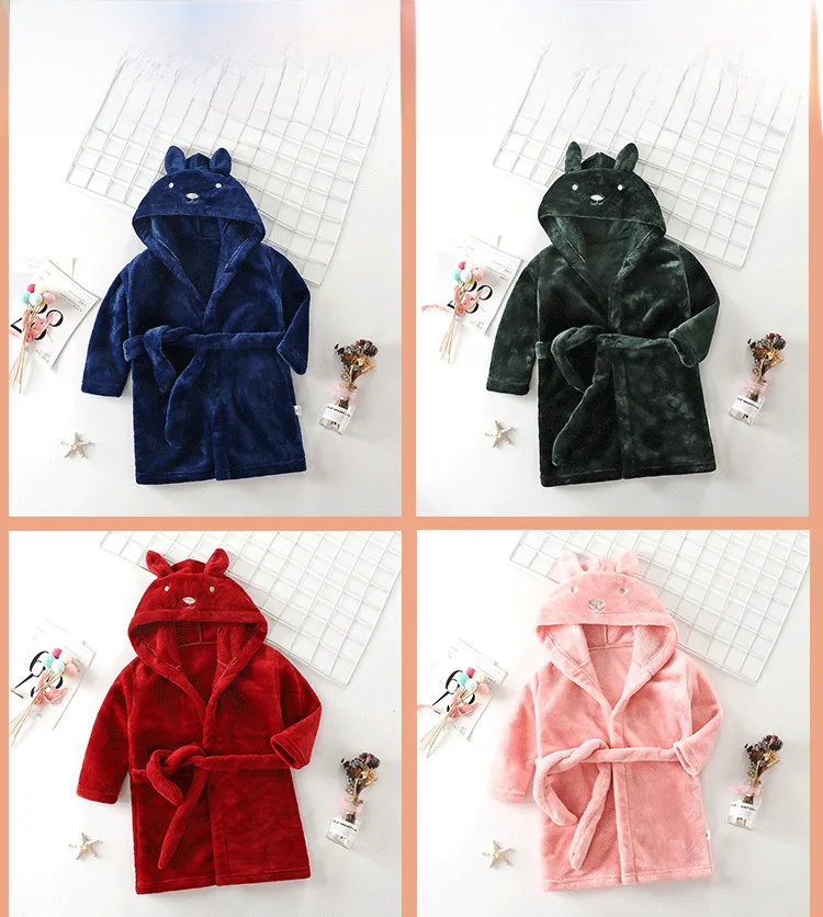 Kids Soft Animal Hooded Bathrobe