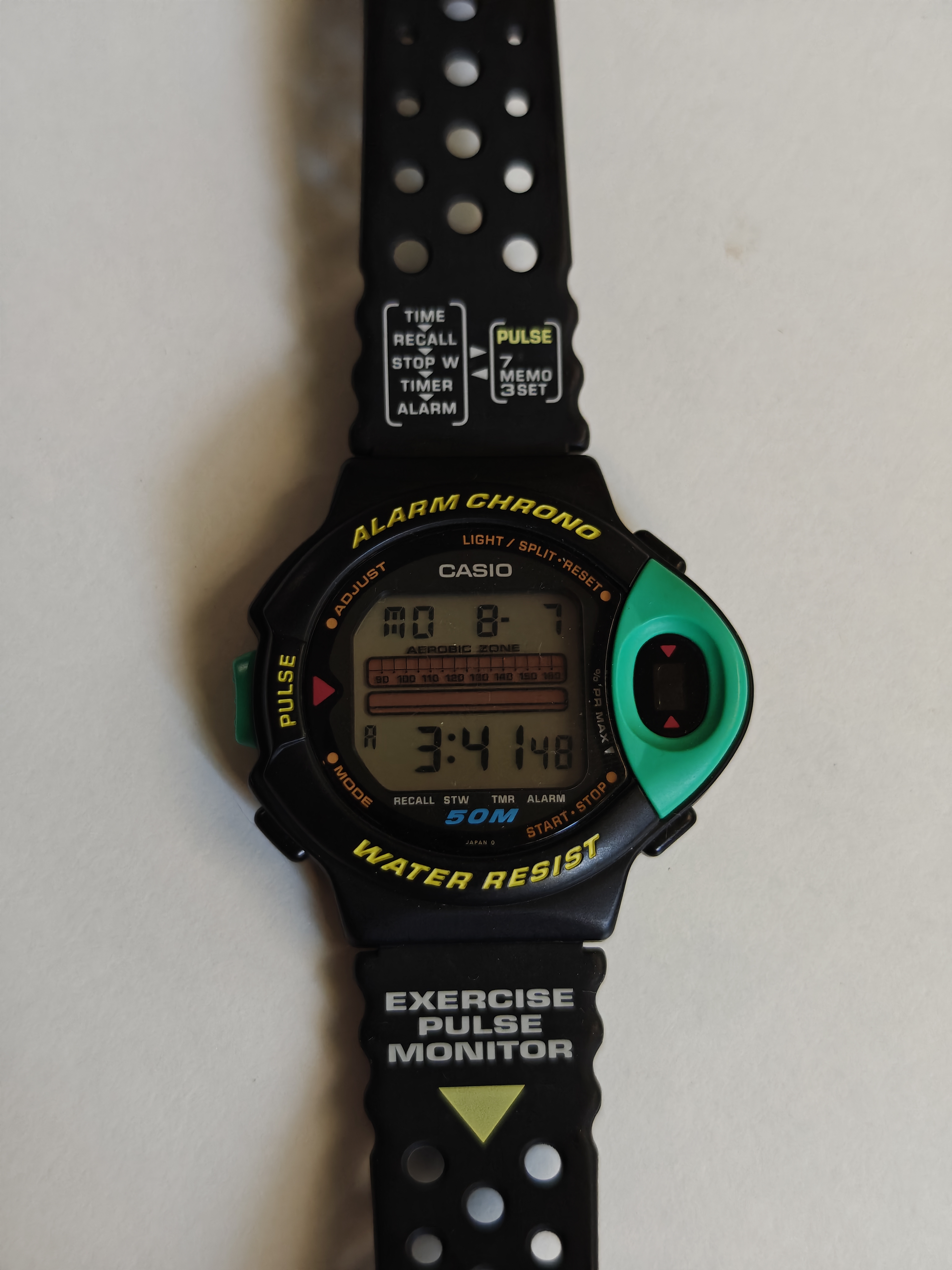 Vintage 1992 Casio JP-200W Exercise Pulse Monitor Watch - NOS