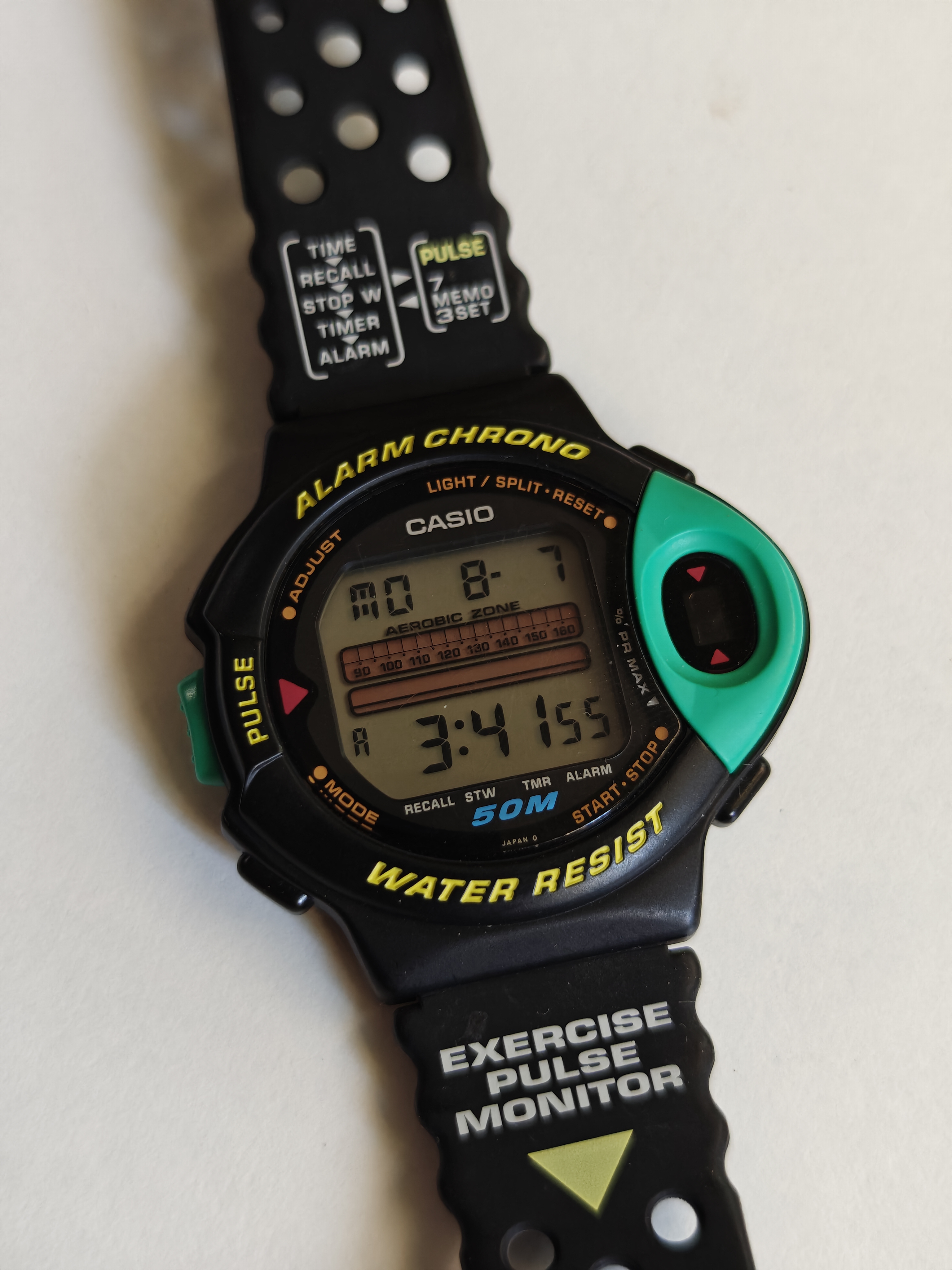 Vintage 1992 Casio JP-200W Exercise Pulse Monitor Watch - NOS