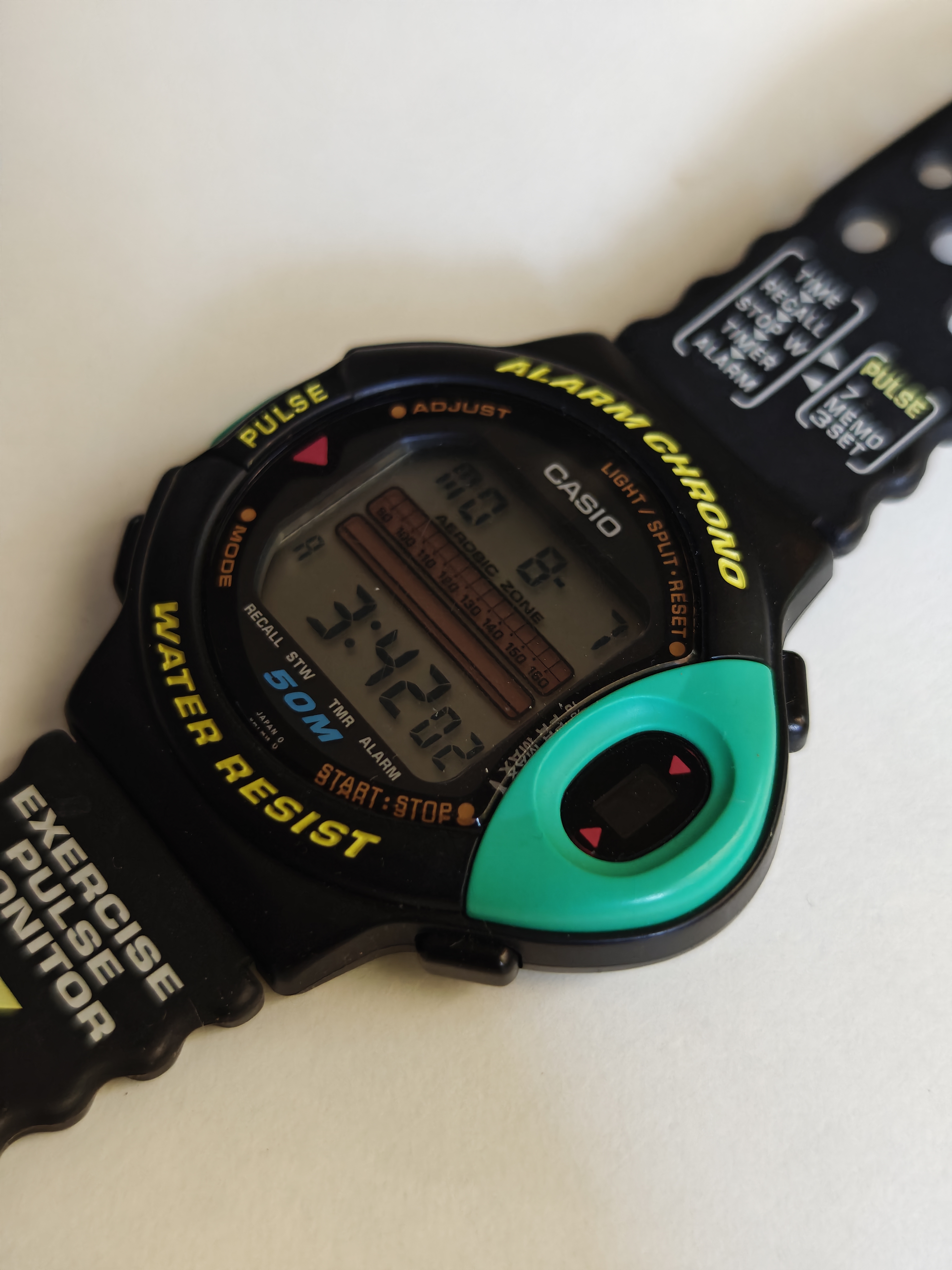 Vintage 1992 Casio JP-200W Exercise Pulse Monitor Watch - NOS