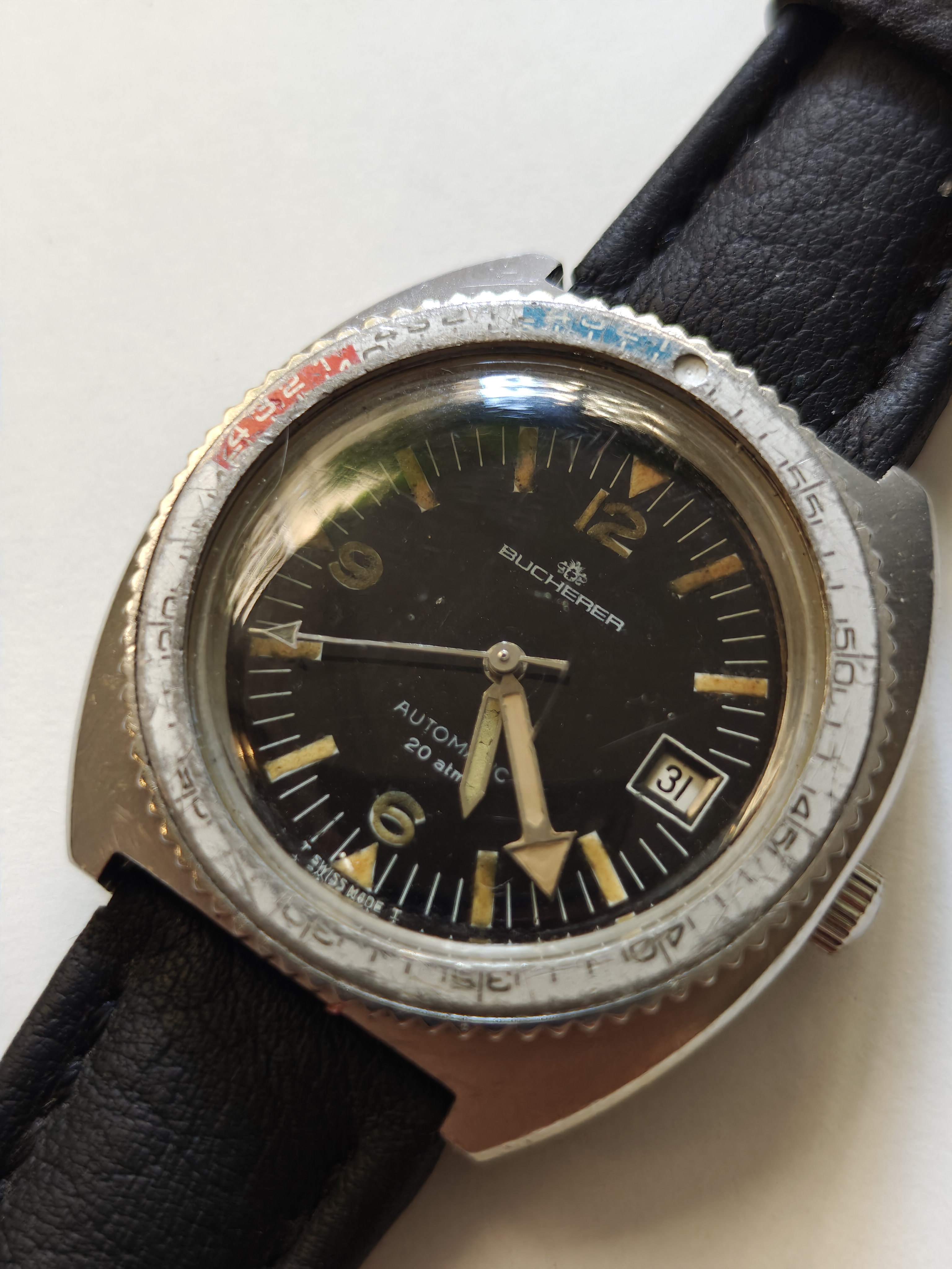 Vintage rare 1960's Bucherer automatic Diver steel watch
