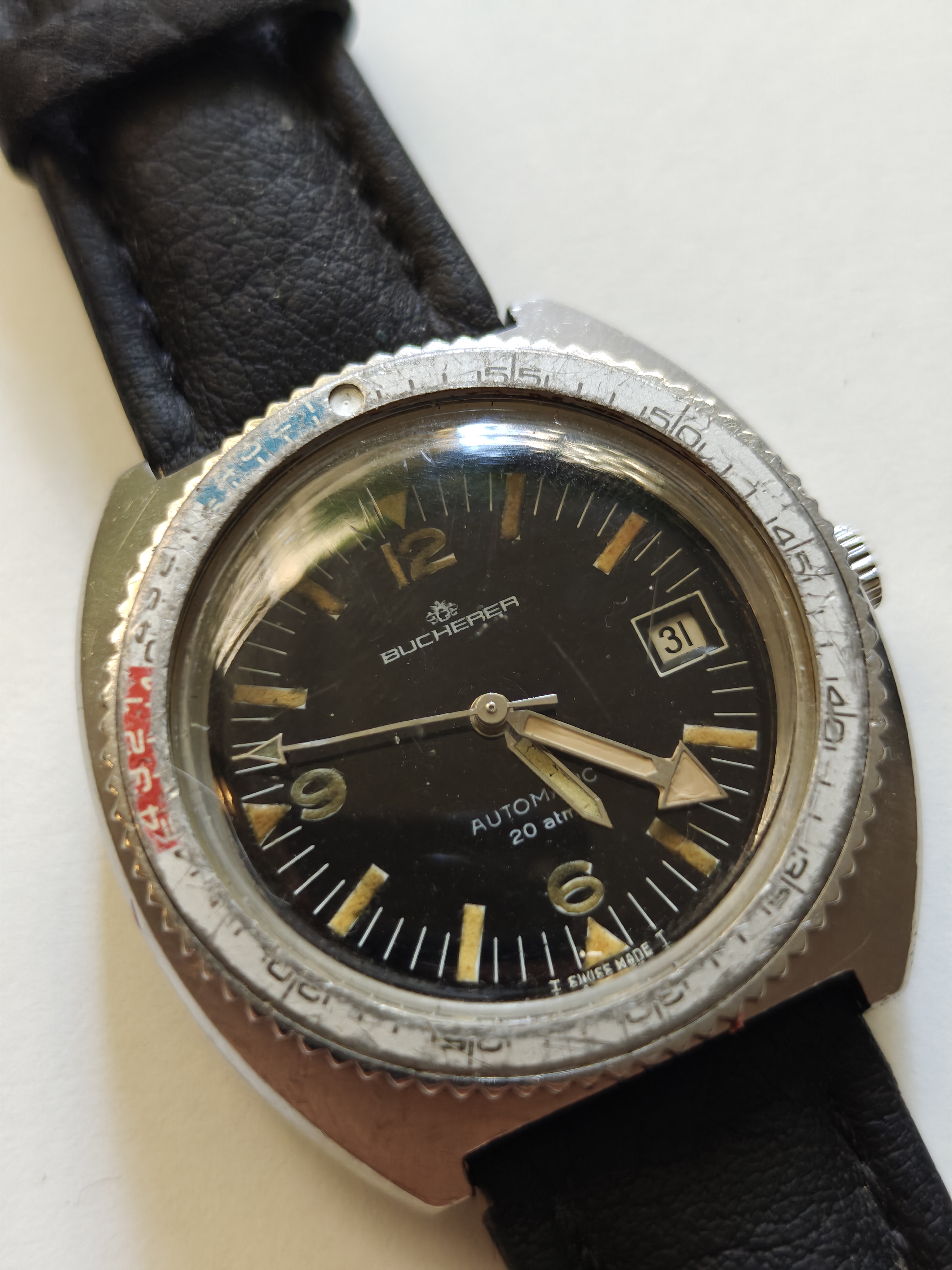 Vintage rare 1960's Bucherer automatic Diver steel watch
