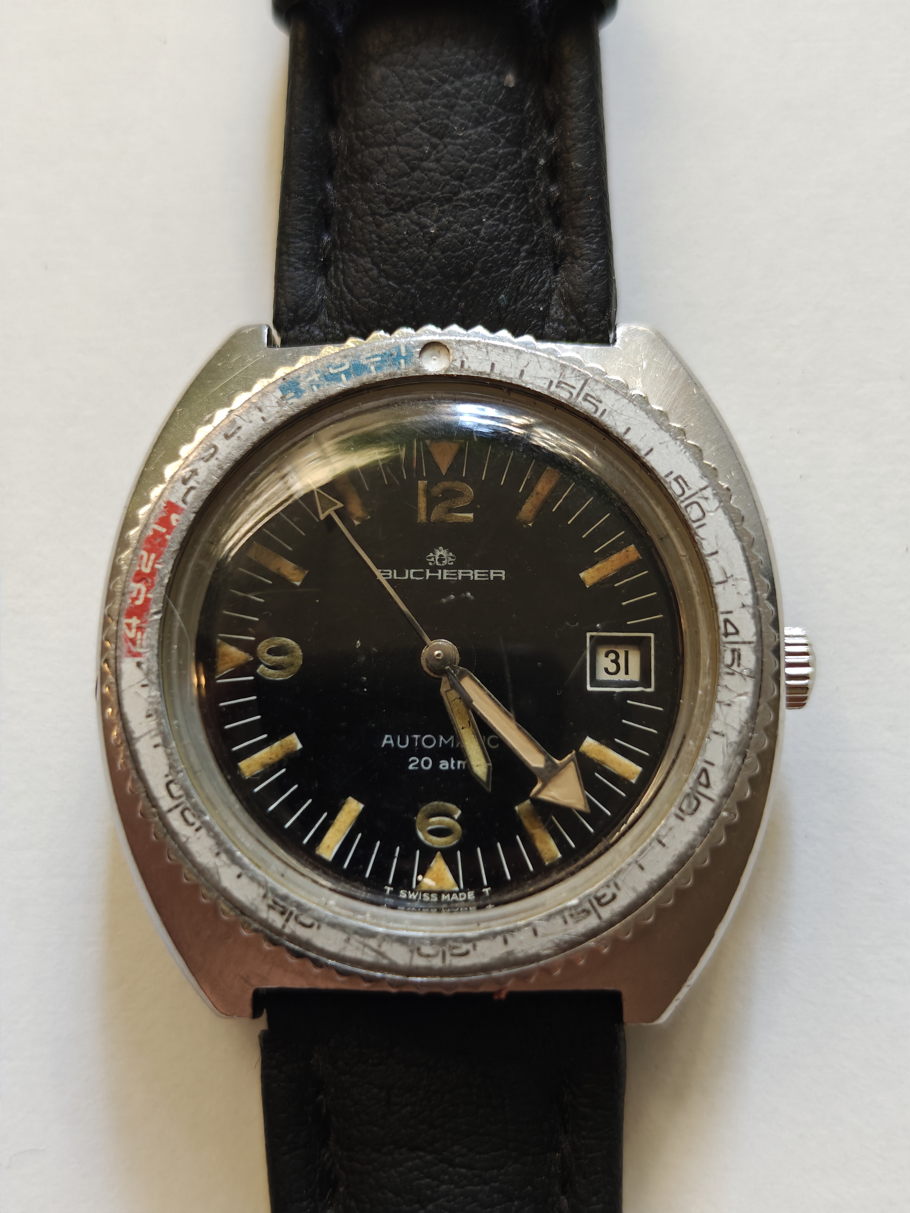 Vintage rare 1960's Bucherer automatic Diver steel watch