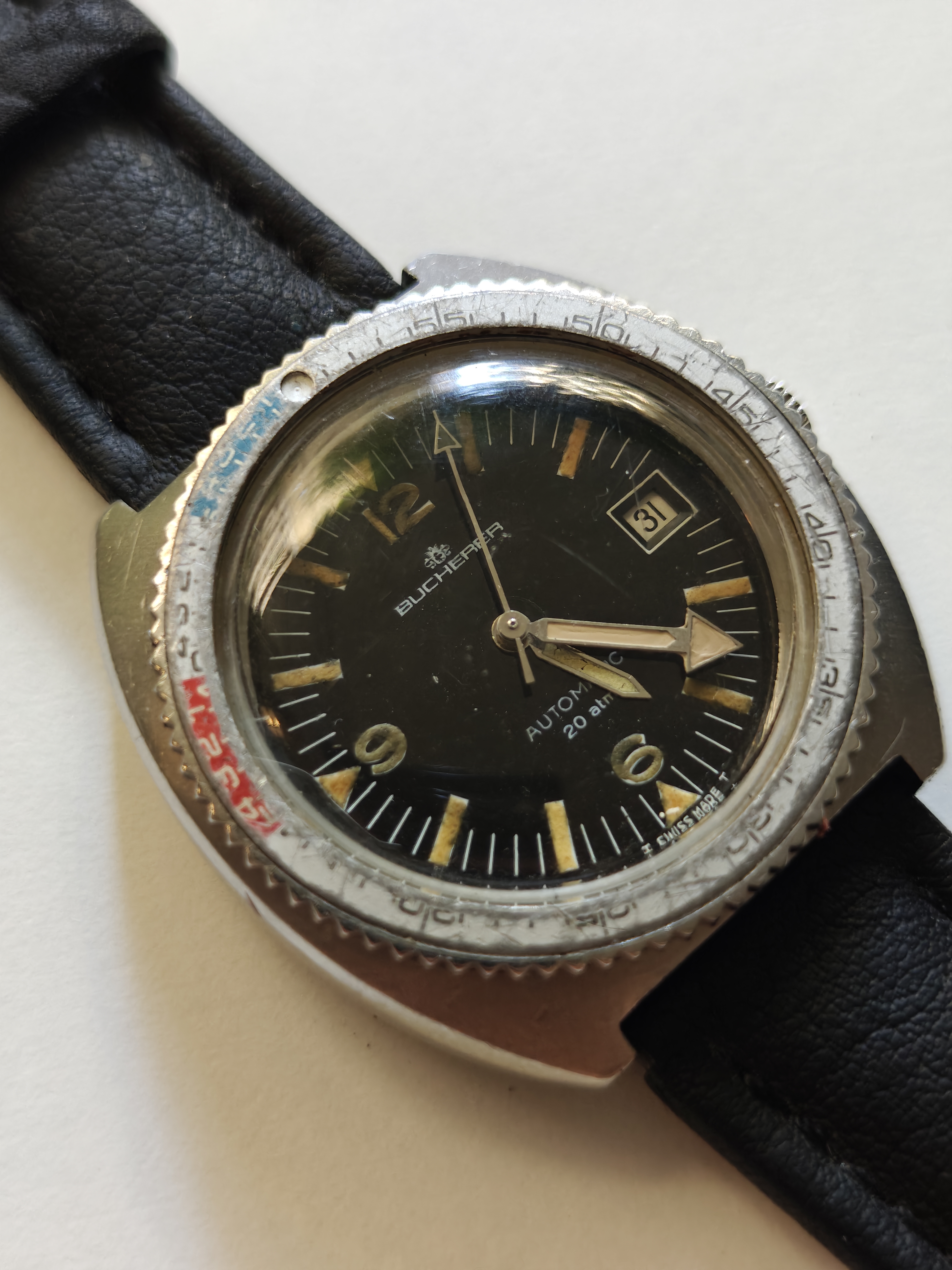 Vintage rare 1960's Bucherer automatic Diver steel watch
