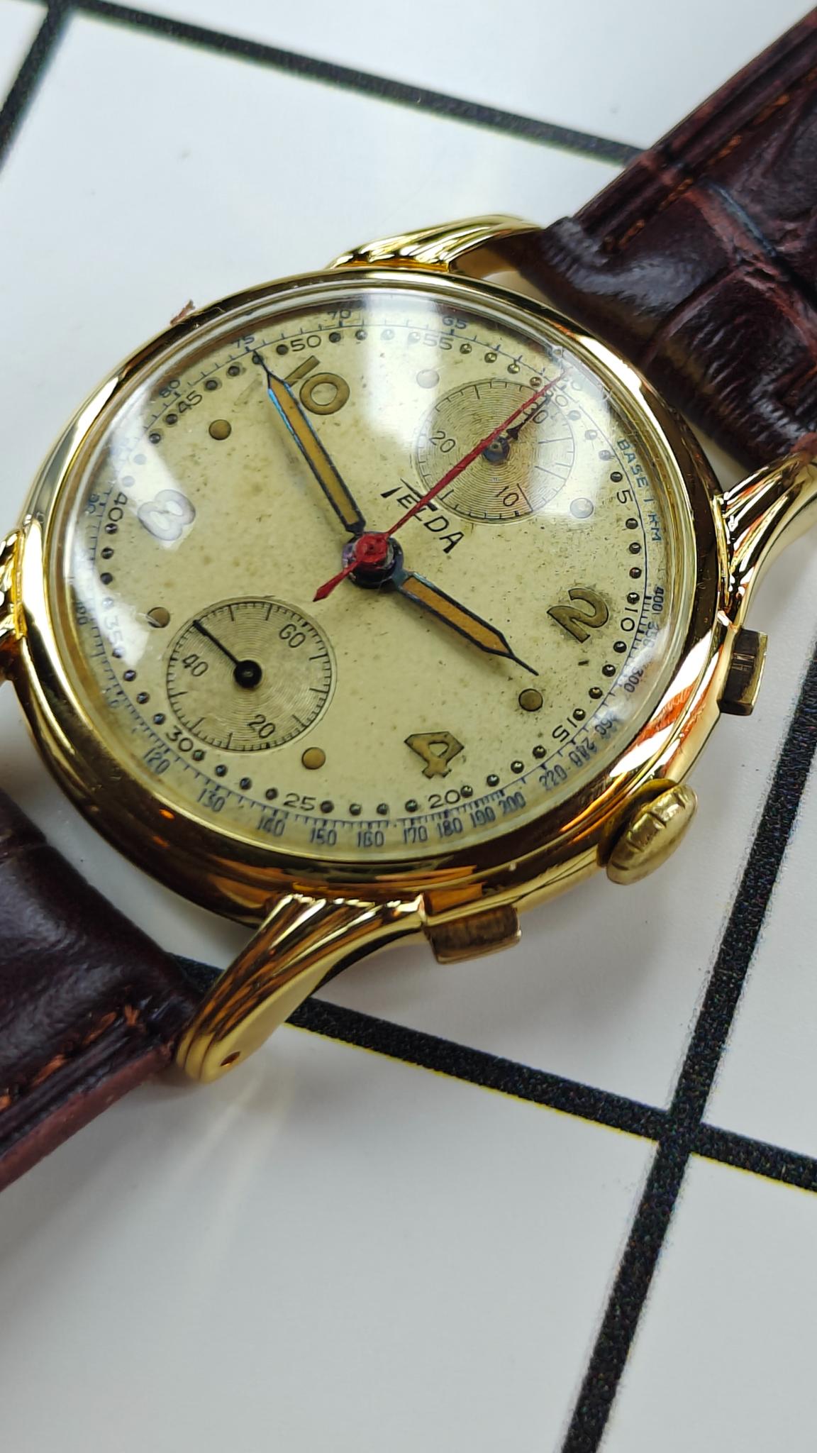 Vintage Telda (Nicolet) Gold Plated Chronograph Wrist Watch