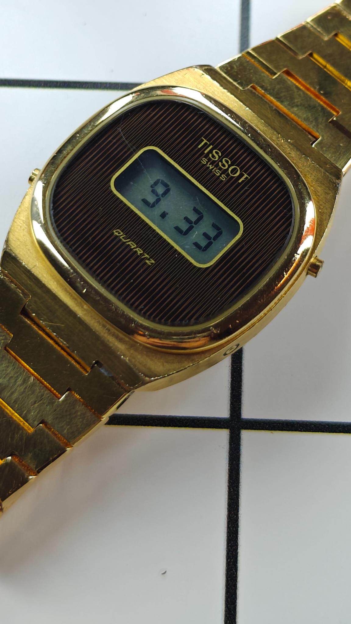 1970's digital Tissot gold plated quartz watch 