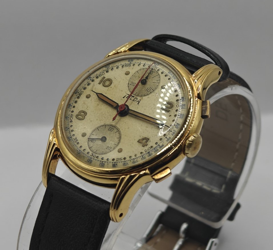  Vintage Telda (Nicolet) Gold Plated Chronograph Wrist Watch 