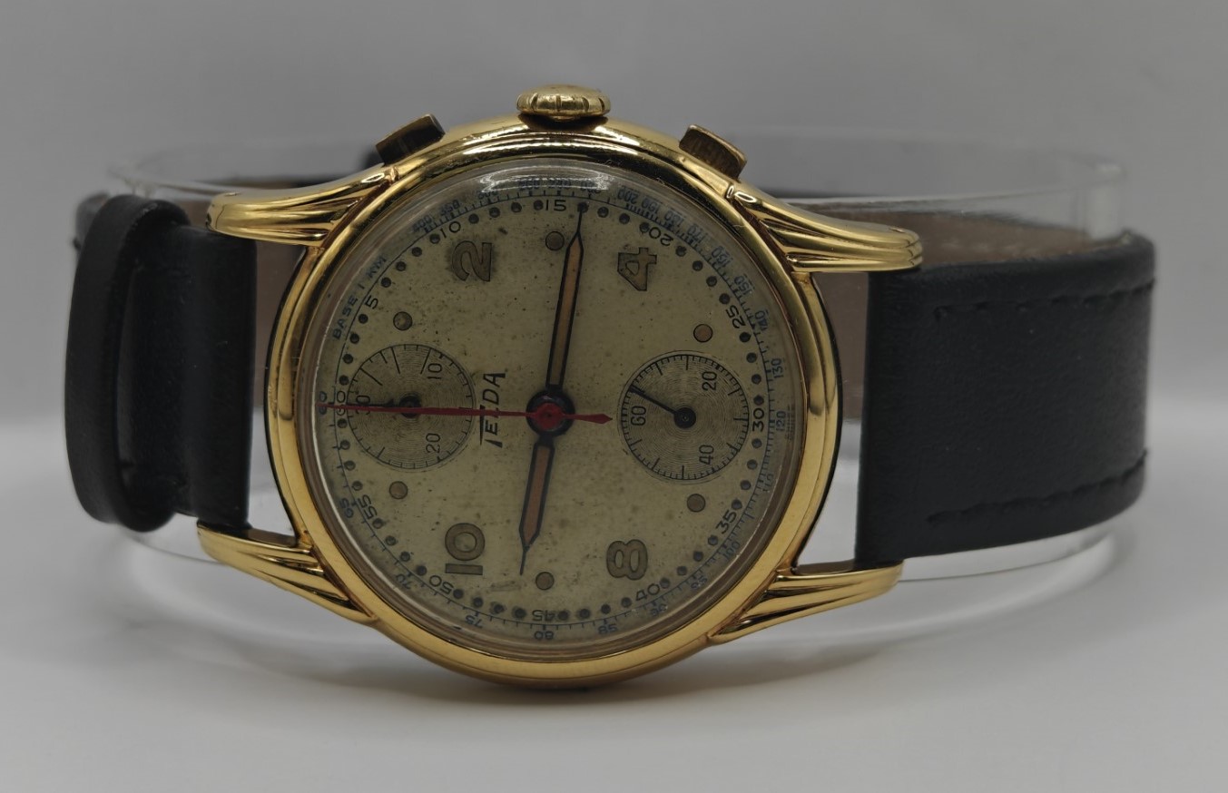  Vintage Telda (Nicolet) Gold Plated Chronograph Wrist Watch 