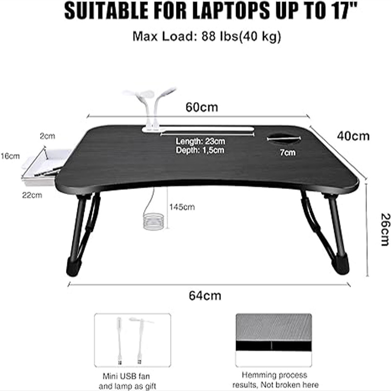 USB Bed Computer Desk Laptop Rechargeable Foldable Desk Bedroom Desk 