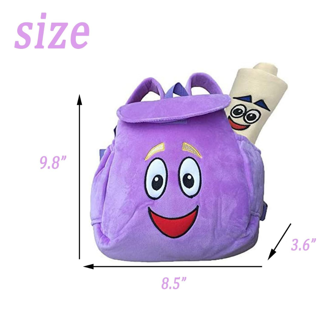 Plushy the Explorer Backpacks with Map Stuff for Boys, and Girls, Cute Purple Toddler Bag Holiday Gifts purple