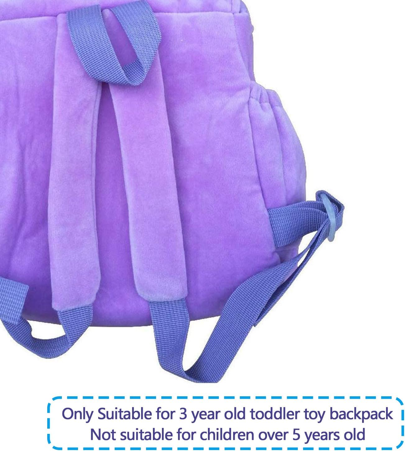 Plushy the Explorer Backpacks with Map Stuff for Boys, and Girls, Cute Purple Toddler Bag Holiday Gifts purple