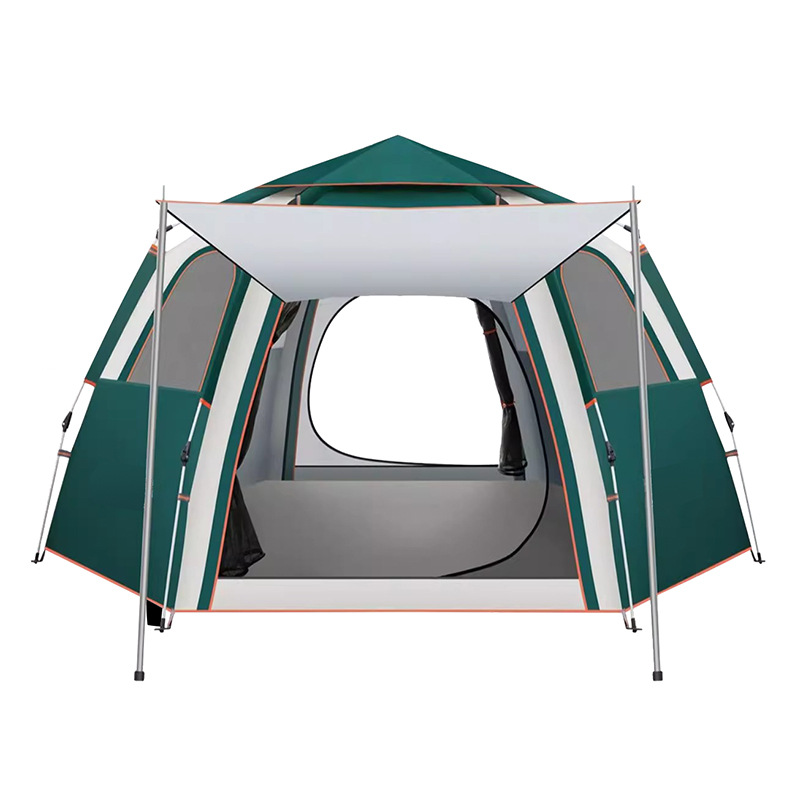 Tent outdoor folding portable camping equipment supplies automatic quick opening rainproof camping park six Corner sun awning