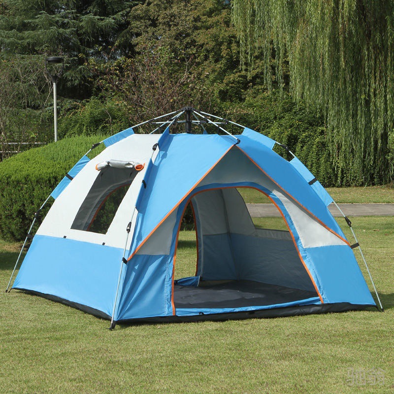 Tent outdoor folding portable camping equipment supplies automatic quick opening rainproof camping park six Corner sun awning