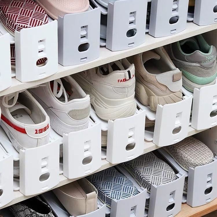 Three-stage adjustable shoe rack for home dormitory organization artifact shoe cabinet storage double-layer shoe rack