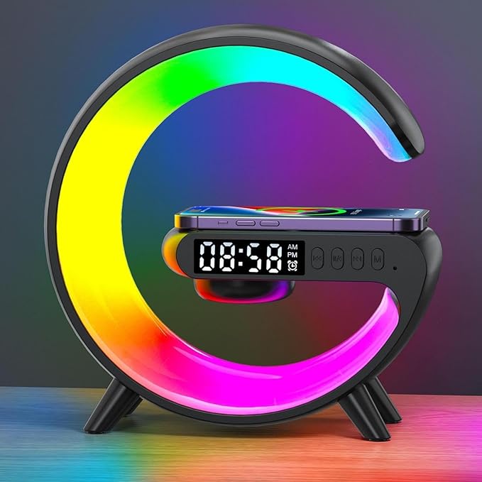 2024 New Bluetooth Speaker Night Light Wireless Charger Clock Alarm Clock Atmosphere Light Gift Speake