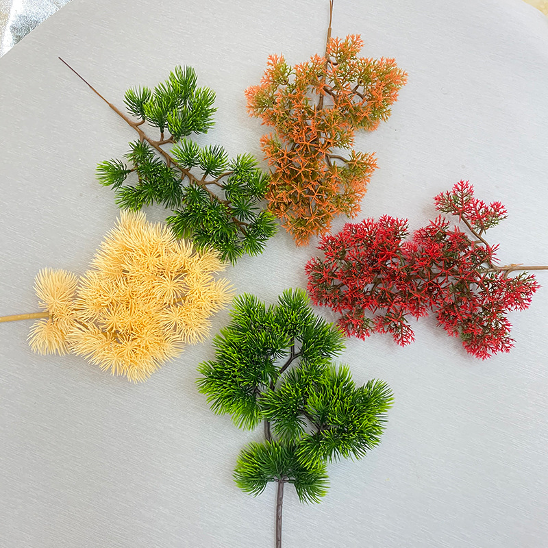 Artificial plants, thuja pine branches, fake branches, landscape decoration, welcoming pine artificial plastic flowers