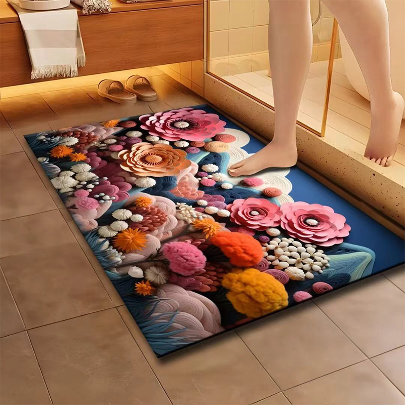 Bathroom floor mats carpet door mats entrance diatom mud absorbent mats bathroom anti-slip mats toilet door mats