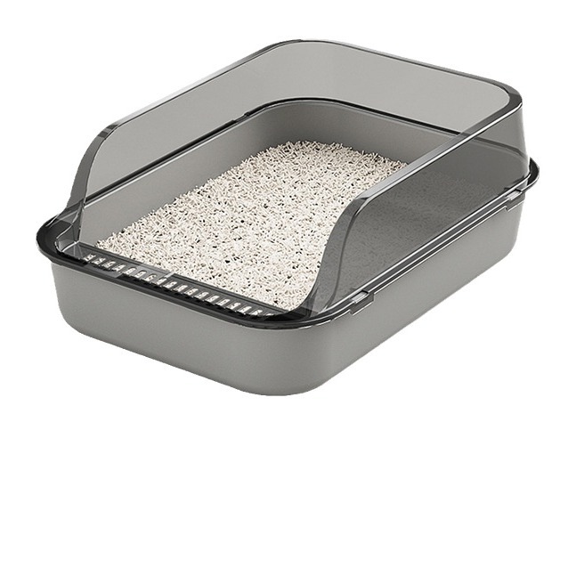 Extra large high fence semi-enclosed cat litter box thickened cat toilet with cat litter scoop