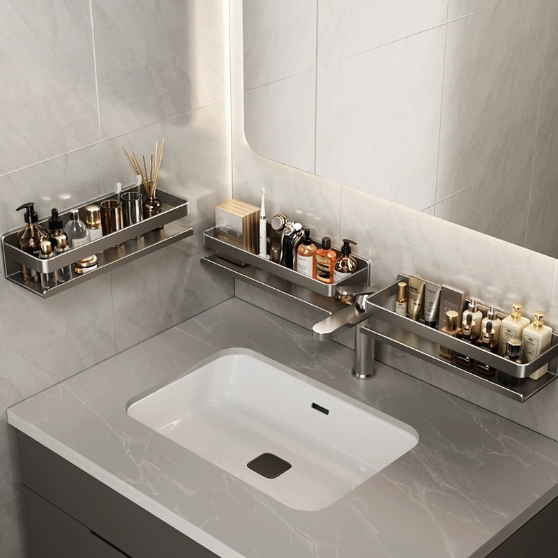 Gun gray bathroom rack bathroom punch-free toilet wash basin wall space aluminum storage Shelf wall mount