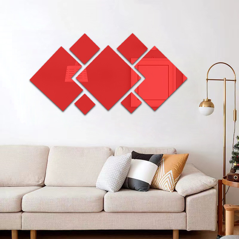 DIY Acrylic Rhombus Mirror Home Decor Wall Sticker