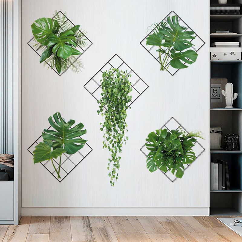 green plant hanging basket small fresh plant frame home wall room living room wallpaper decoration painting
