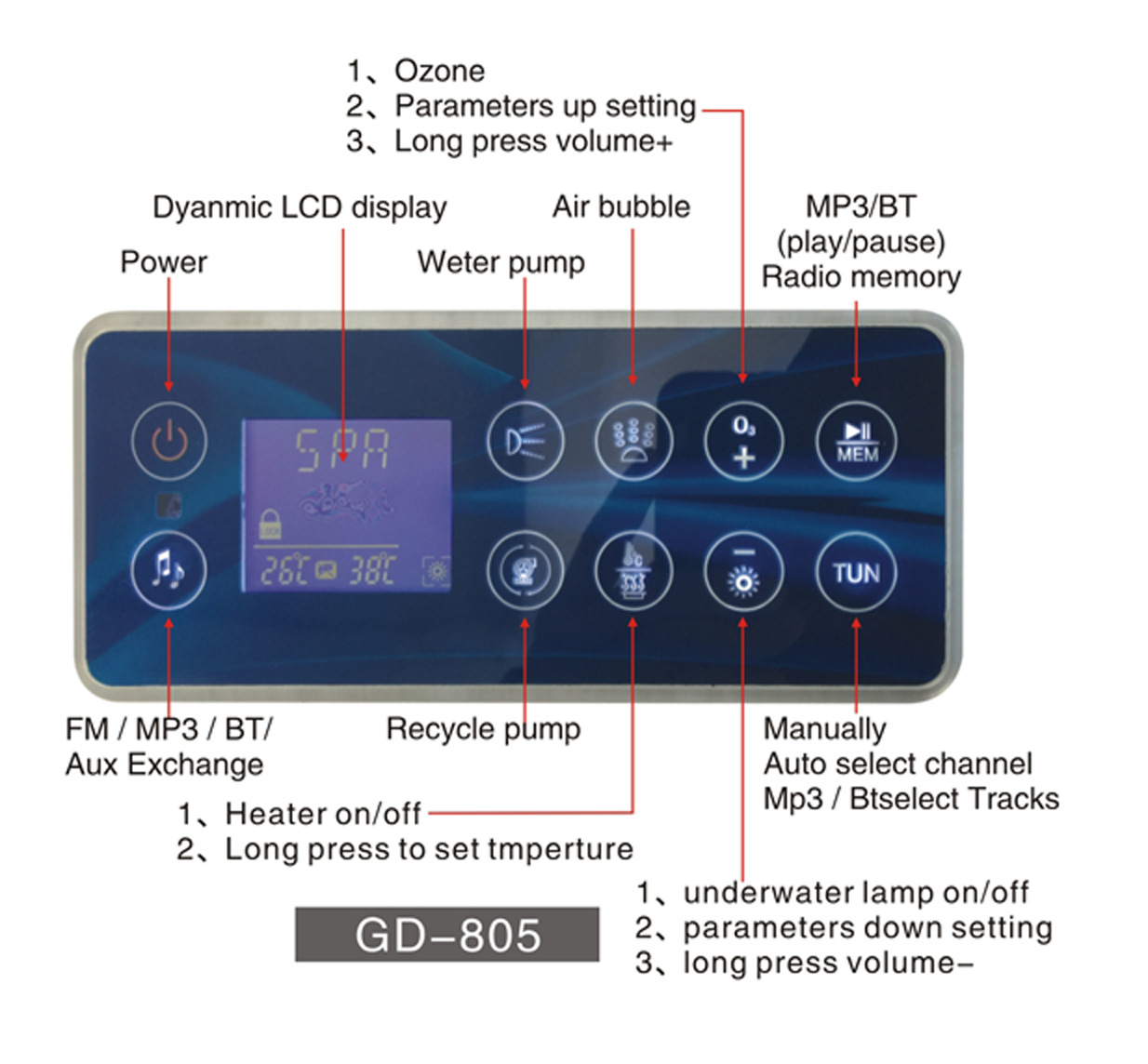 Hydromassage pool acrylic outdoor independent intelligent automatic heating large spa fiberglass bathtub