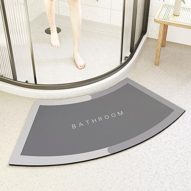 Diatom mud absorbent pad curved fan-shaped bathroom floor mat toilet door shower room non-slip foot mat quick-drying door mat