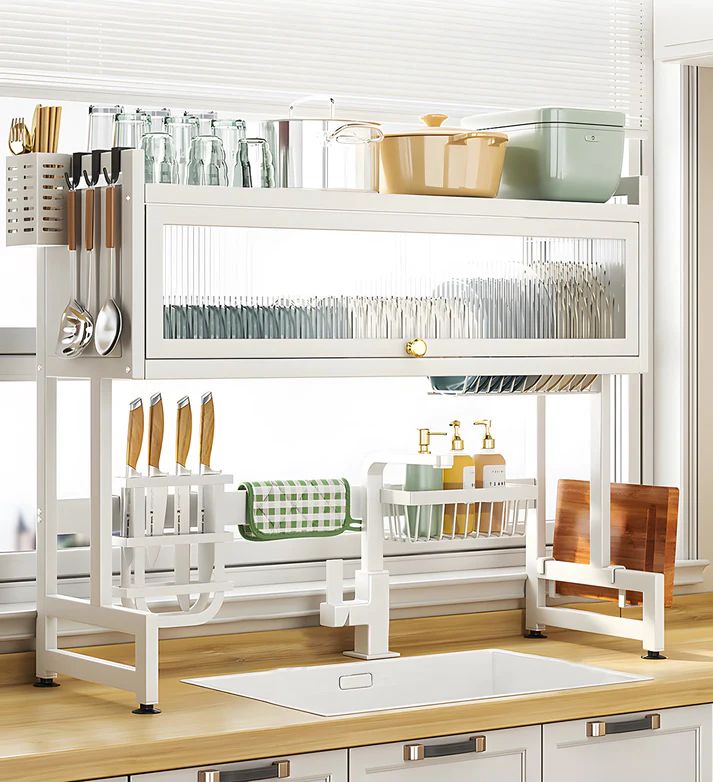 Kitchen batching organizer rack