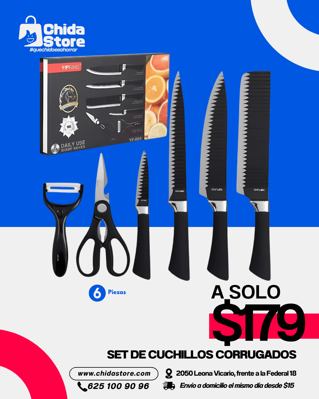 Set de cuchillos corrugados