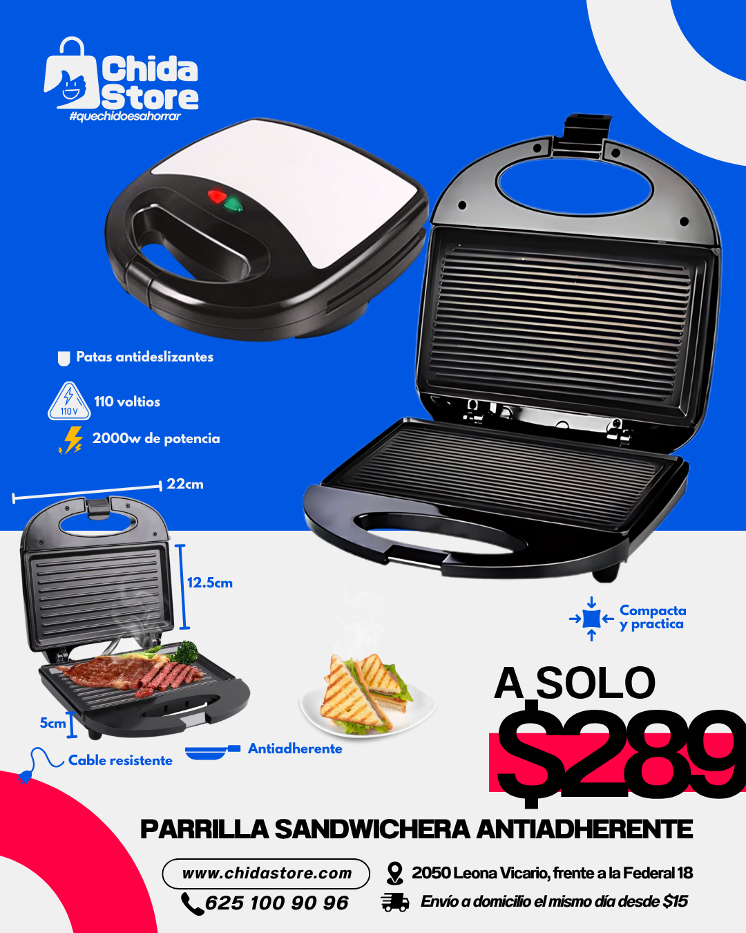 Parrilla sandwichera antiadherente