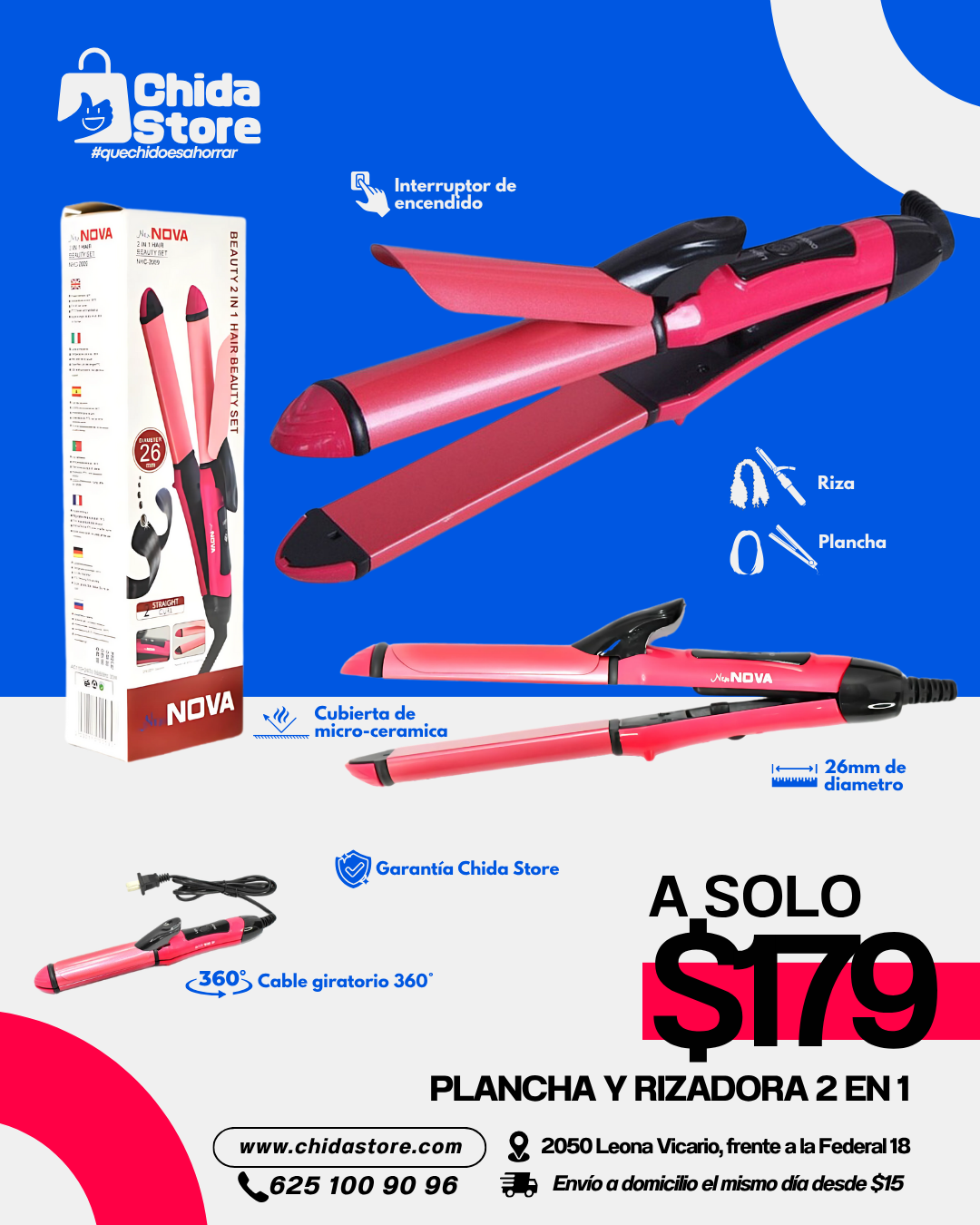Plancha y rizadora 2 en 1