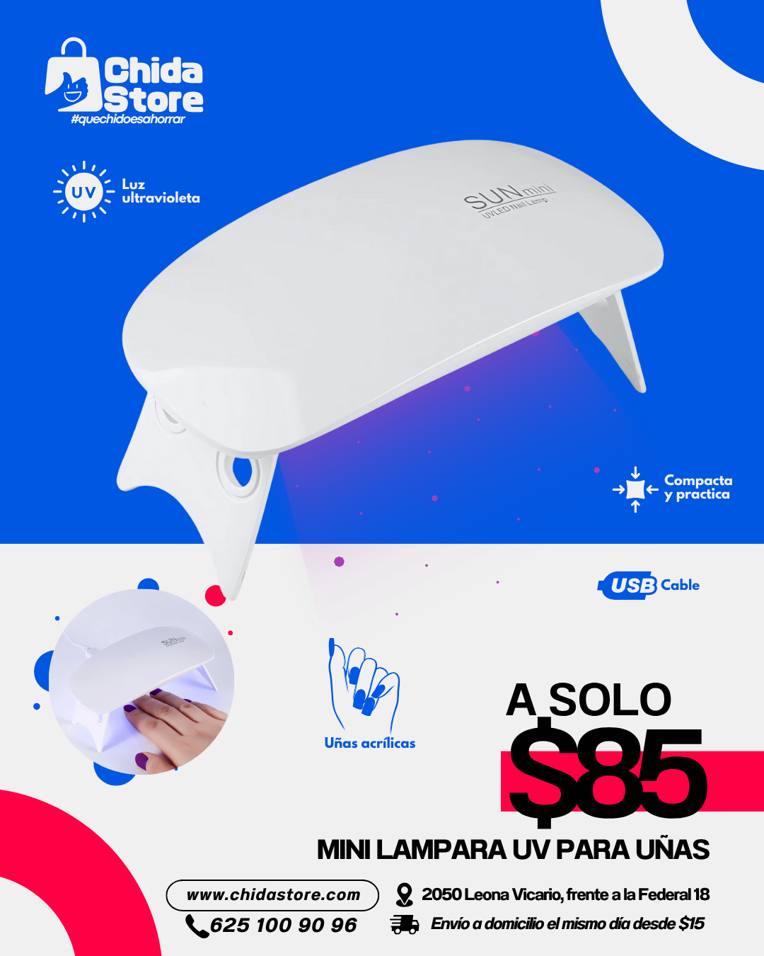 Mini lámpara UV para uñas