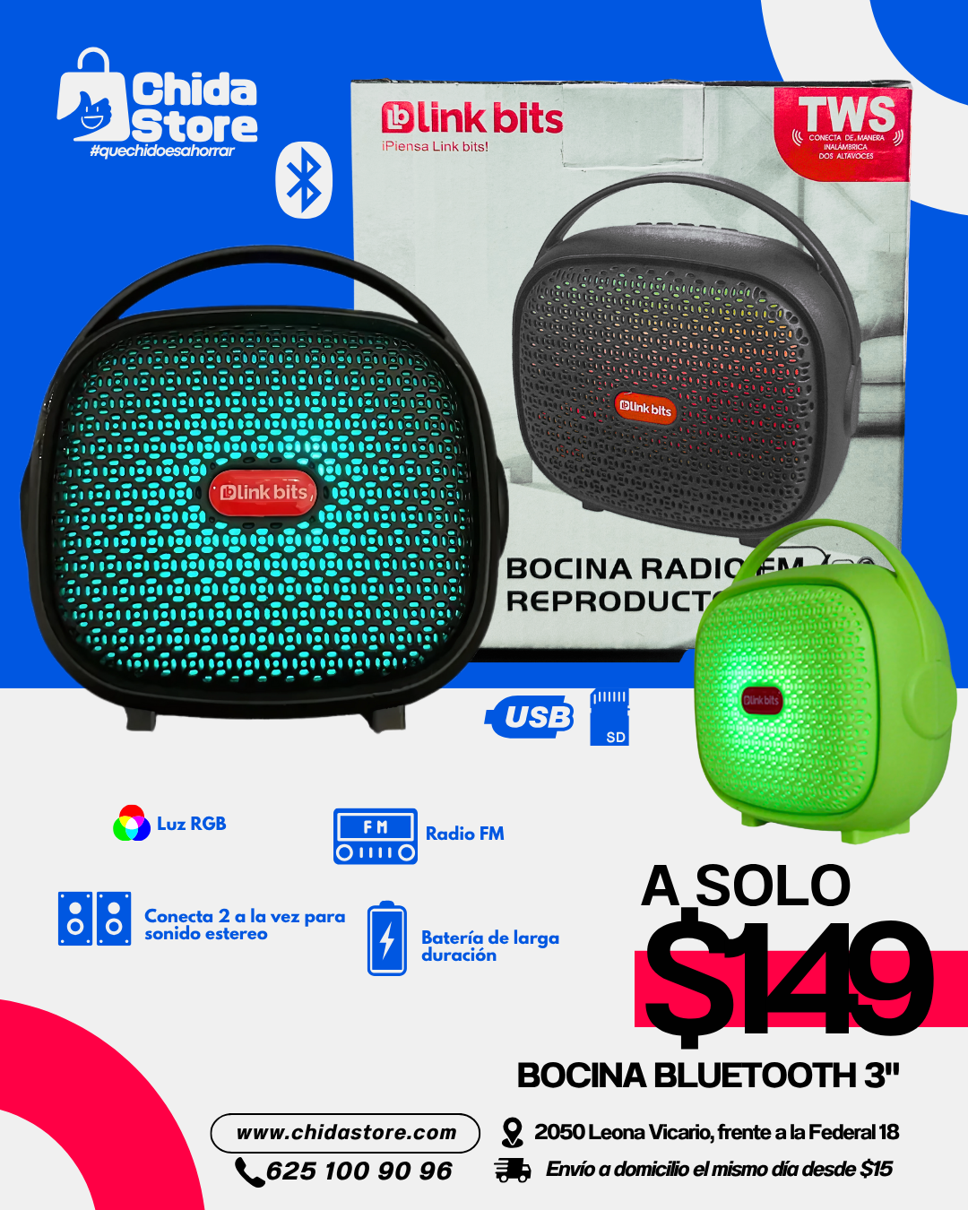 Bocina Bluetooth 3''