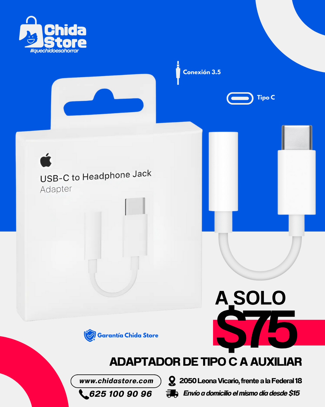 Adaptador de USB-C a Jack 3.5mm
