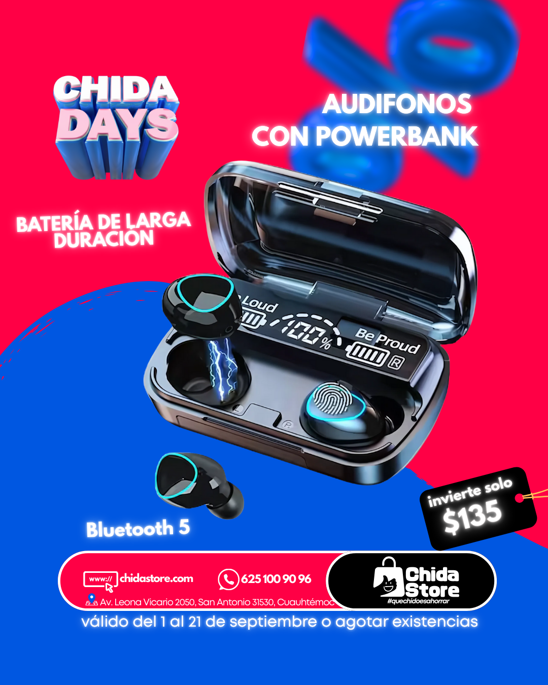 Audífonos inalámbricos con powerbank