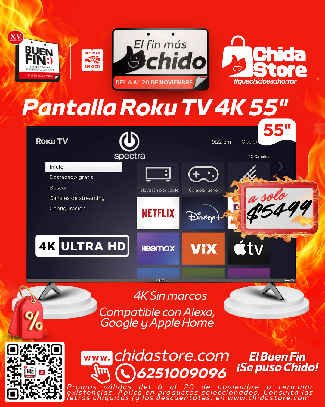 Pantalla Roku TV 4K 55"