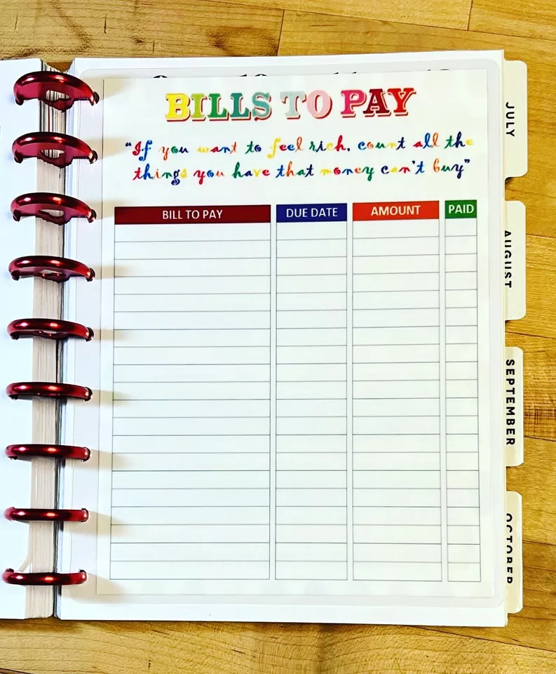 Bills to Pay Tracker